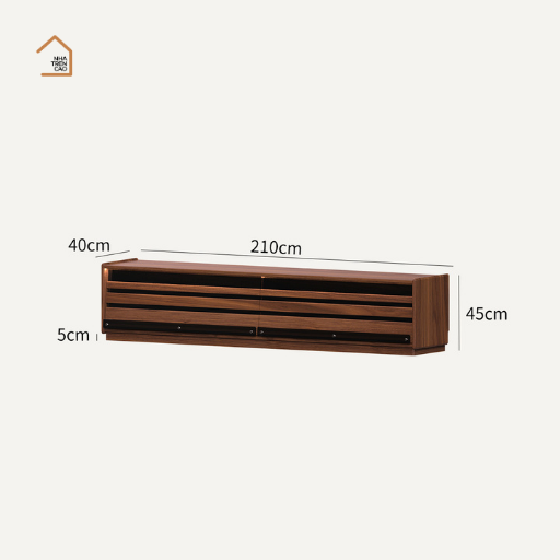 KAVA, Kệ tivi hiện đại có đèn trang trí, TTV_089, 210x40x45cm, Gỗ cao su phủ Veneer, Nội thất Nhà trên cao