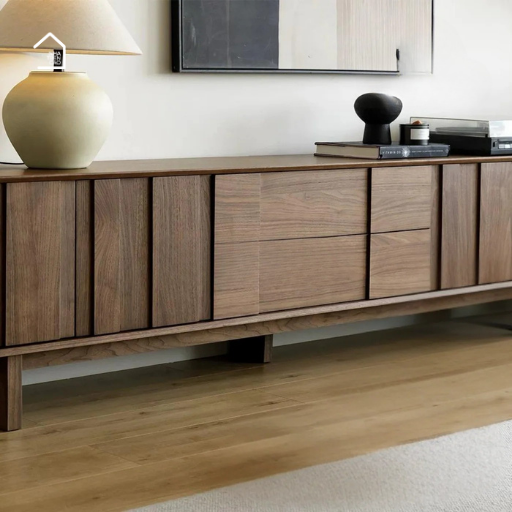 KIMI, Kệ tivi phong cách hiện đại, TTV_085, 180x40x57cm, Plywood Phủ Veneer, Nội thất Nhà Trên Cao