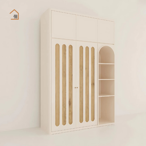 BRUNA, Tủ quần áo phong cách tối giản hiện đại, TQA_020, 140x55x240cm, Gỗ MDF phủ sơn 2K, Nội thất Nhà trên cao