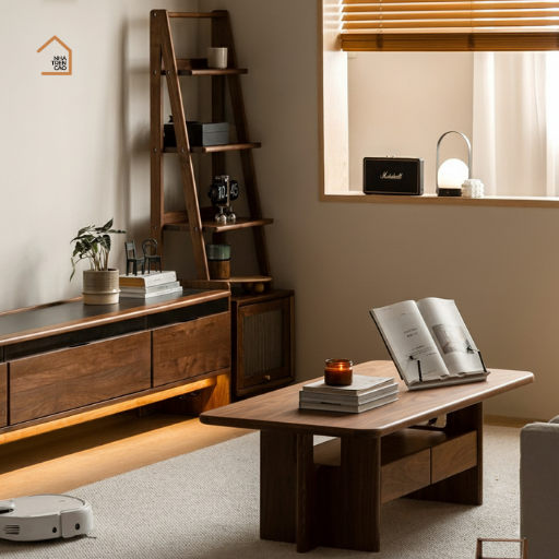 SOLIN, BT_012, Bàn trà phong cách sang trọng, 100x50x40cm, Plywood phủ veneer, Nội thất Nhà trên cao