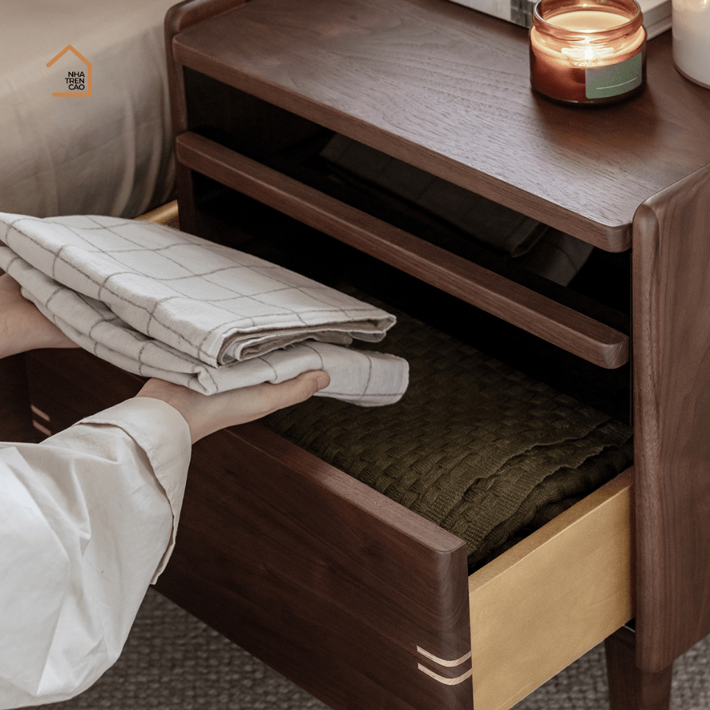 LIM, Tủ đầu giường trang trí nhỏ gọn, TDG_008, 45x35x55cm, Plywood phủ Veneer, Nội thất Nhà trên cao