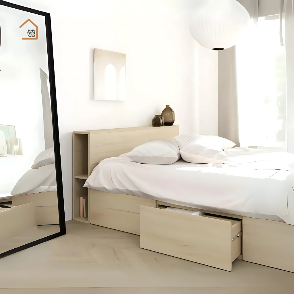 MELA, Giường ngủ 3 hộc tủ kéo, GN_010, 200x160x35cm, Nội thất Nhà Trên Cao
