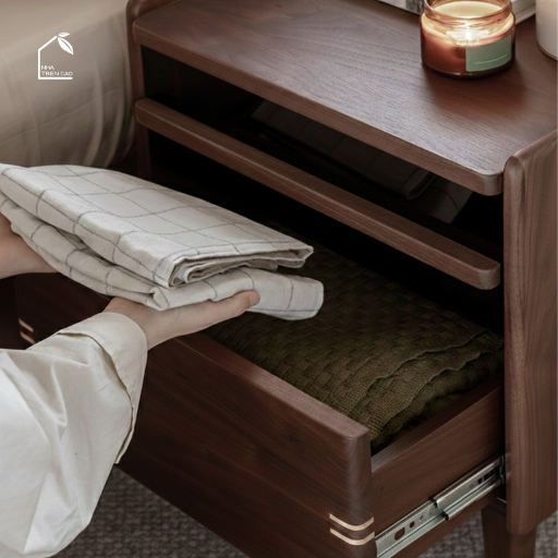 HONA, TDG_008, Tủ đầu giường trang trí nhỏ gọn, 45x35x55cm, Plywood phủ Veneer, Nội thất Nhà trên cao