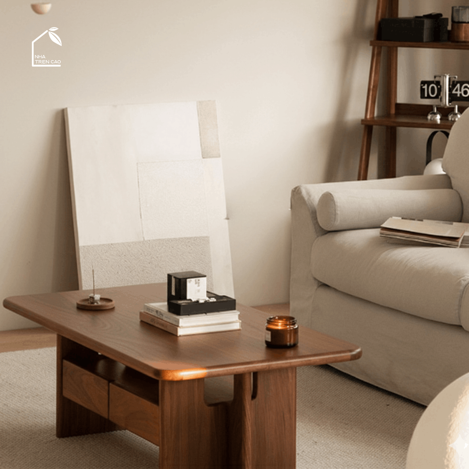 SOLIN, BT_012, Bàn trà phong cách sang trọng, 100x50x40cm, Plywood phủ veneer, Nội thất Nhà trên cao