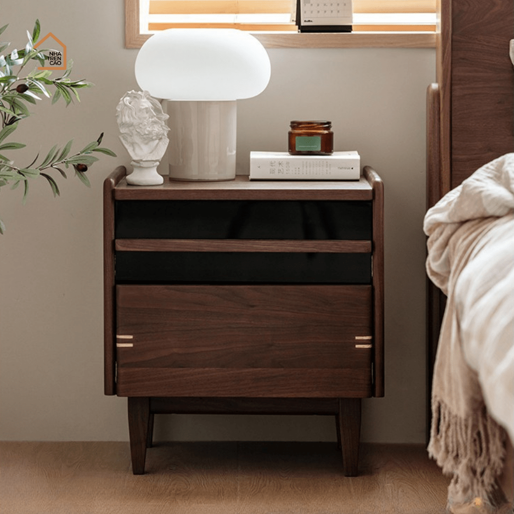 LIM, Tủ đầu giường trang trí nhỏ gọn, TDG_008, 45x35x55cm, Plywood phủ Veneer, Nội thất Nhà trên cao