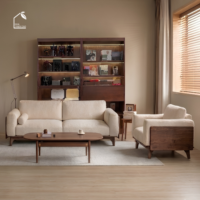 SOLIN, KS_013, kệ sách có đèn hiện đại sang trọng, 90x30x198cm, Plywood phủ veneer, Nội thất Nhà trên cao