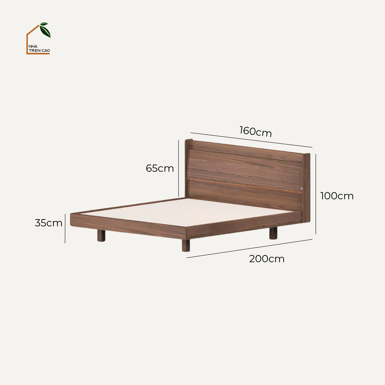 SOLIN, GN_016, Giường ngủ phong cách tối giản, 200x160x100cm, Nội thất Nhà trên cao
