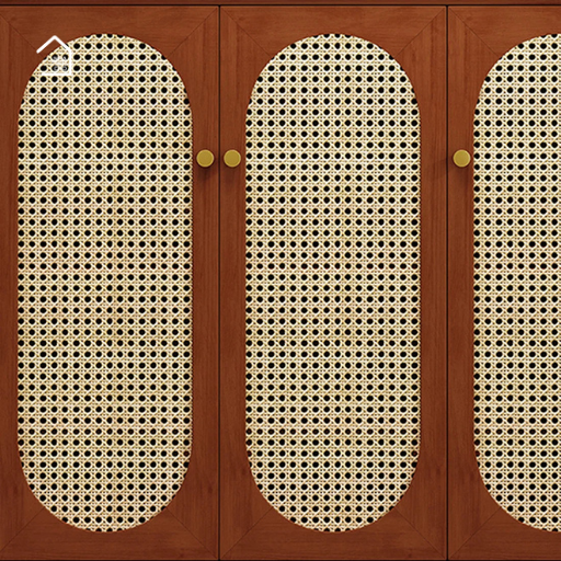 MECHAY, TLT_001, Tủ lưu trữ phong cách cổ điển phối mây tre, 100x40x90cm, Nội thất Nhà trên cao