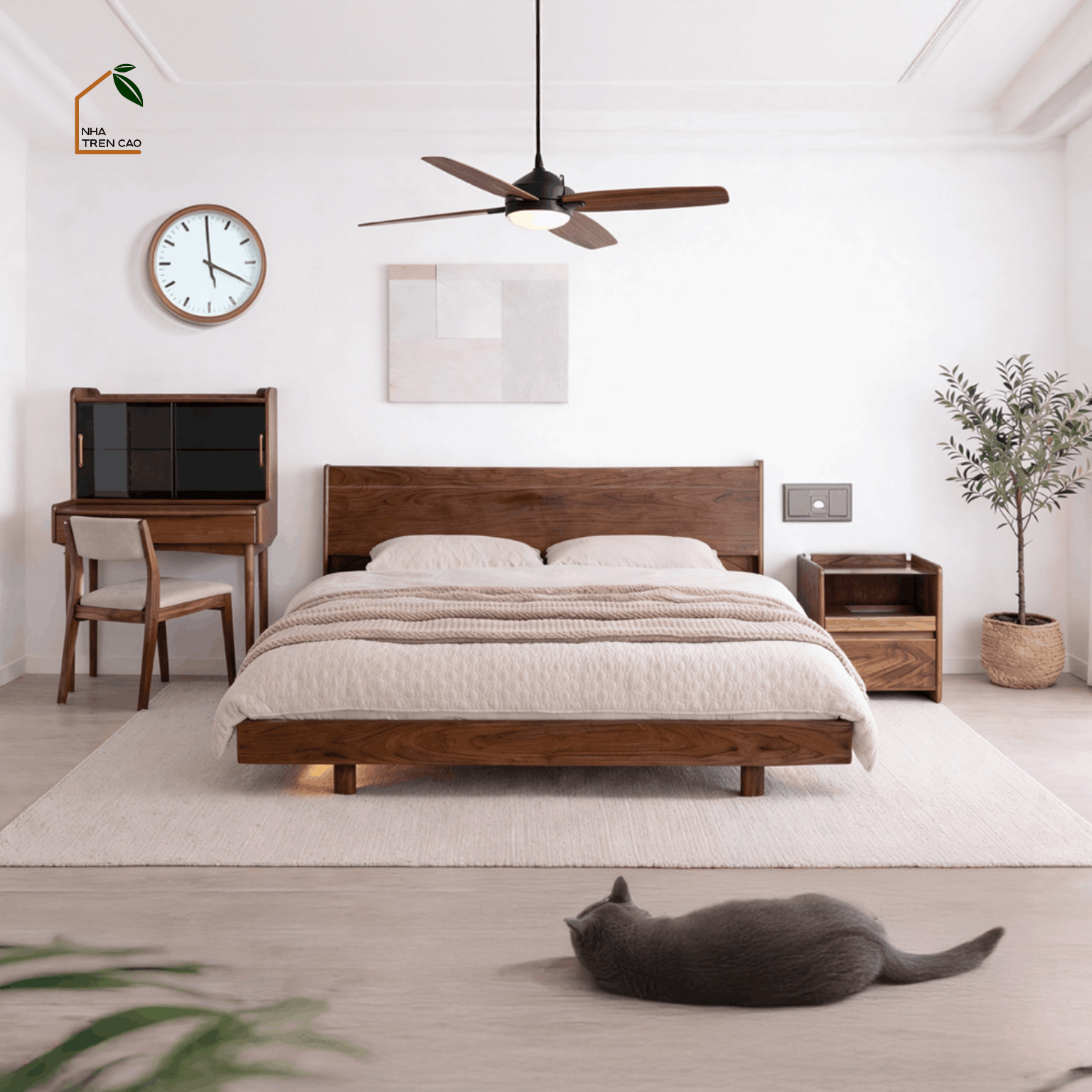 SOLIN, GN_016, Giường ngủ phong cách tối giản, 200x160x100cm, Nội thất Nhà trên cao