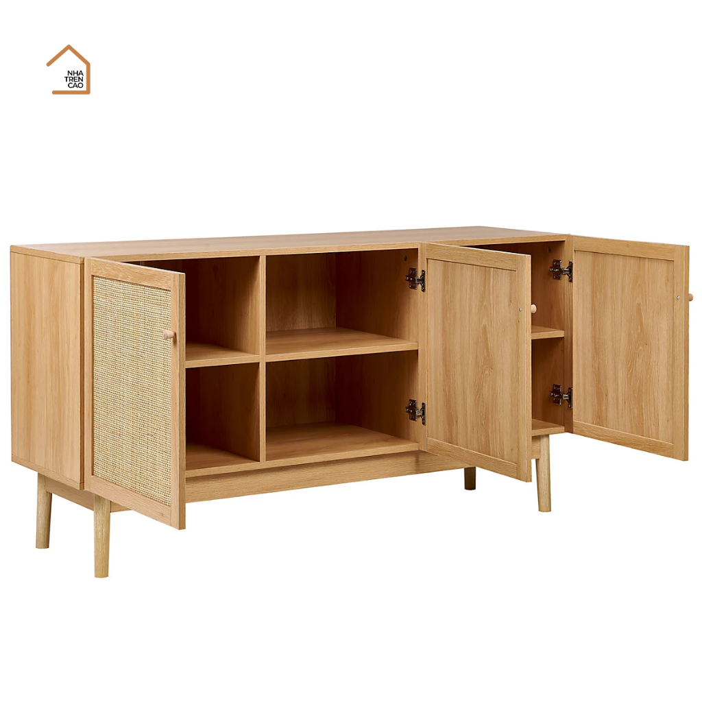 MEY, Tủ lưu trữ phối lưới mây tre, TLT_016, 140x40x70cm, Nội thất Nhà trên cao