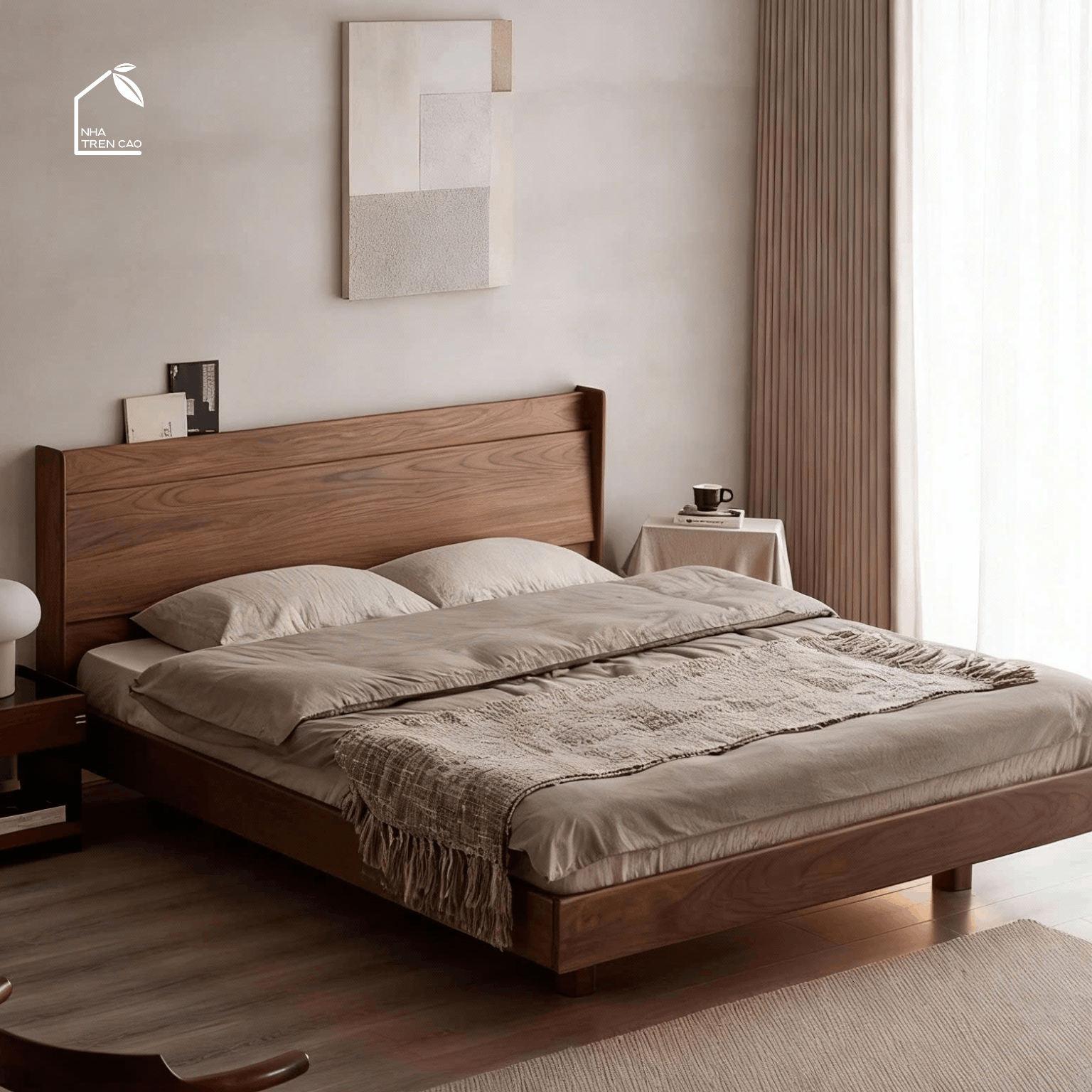 SOLIN, GN_016, Giường ngủ phong cách tối giản, 200x160x100cm, Nội thất Nhà trên cao