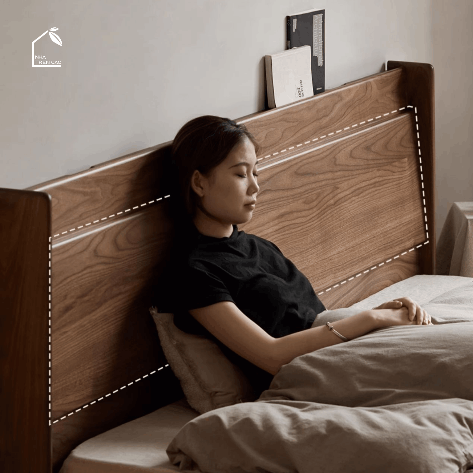 SOLIN, GN_016, Giường ngủ phong cách tối giản, 200x160x100cm, Nội thất Nhà trên cao
