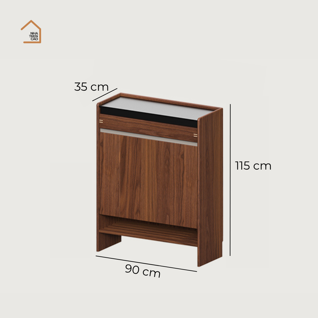 NIOK, Tủ giày thanh lịch sang trọng, TG_022, 90x35x115cm, Gỗ Plywood phủ Veneer, Nội thất Nhà trên cao