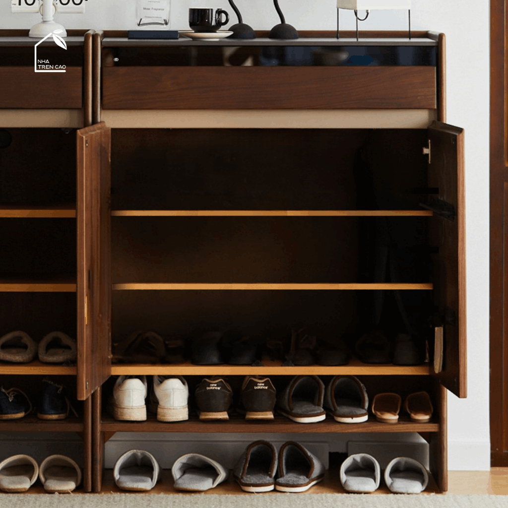 HONA, TG_022, Tủ giày thanh lịch sang trọng, 90x35x115cm, Gỗ Plywood phủ Veneer, Nội thất Nhà trên cao
