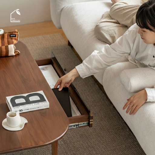 HONA, BT_013, Bàn trà phong cách sang trọng, 100x50x40cm, Plywood phủ veneer, Nội thất Nhà trên cao