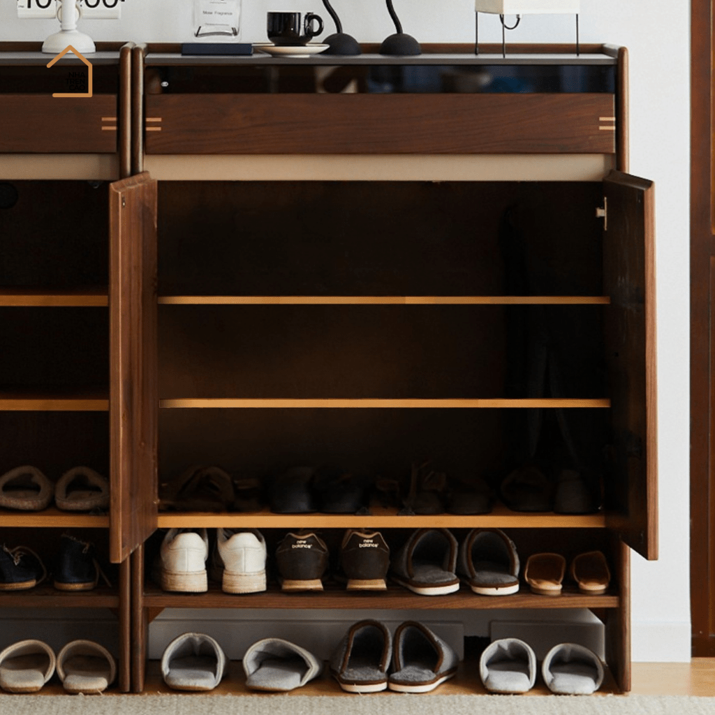 NIOK, Tủ giày thanh lịch sang trọng, TG_022, 90x35x115cm, Gỗ Plywood phủ Veneer, Nội thất Nhà trên cao
