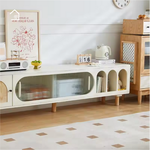 BENNY, Kệ tivi phong cách Japandi phối kính mờ, TTV_33, 180x40x50cm, Nội thất Nhà Trên Cao