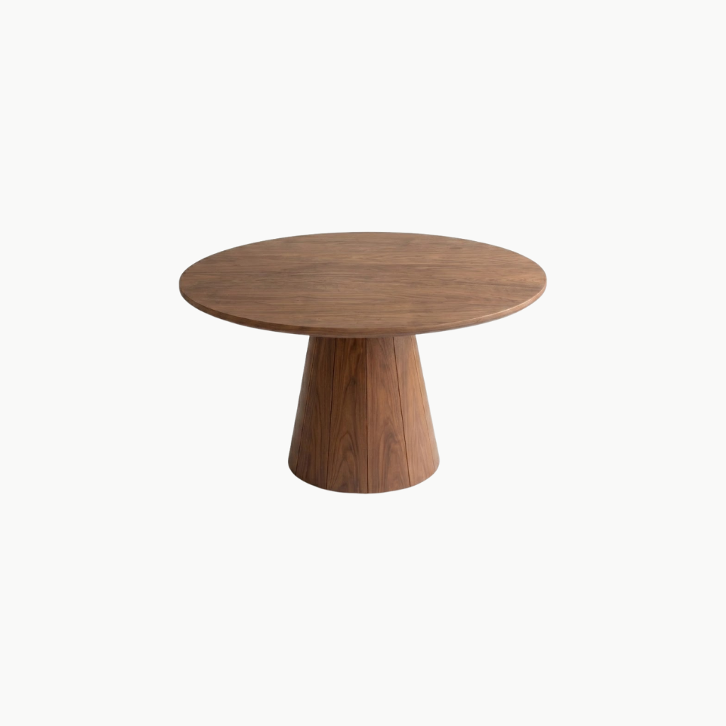 SOLIN, BA_004, bàn ăn tròn hiện đại, 90x90x75cm, Plywood phủ veneer, Nội thất Nhà trên cao