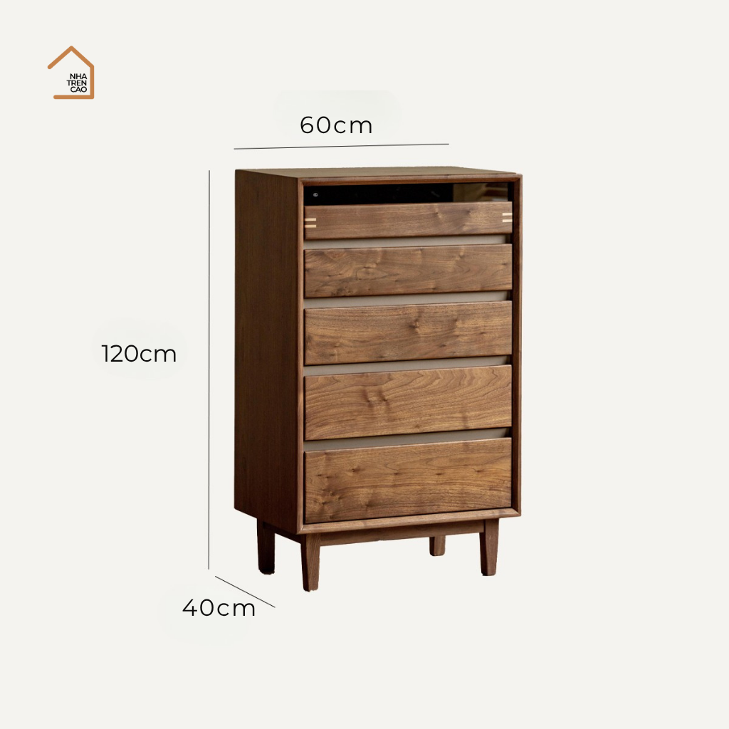 TOBI, Tủ lưu trữ phong cách Japandi, TLT_080, 60x40x120cm, Plywood phủ veneer, Nội thất Nhà trên cao