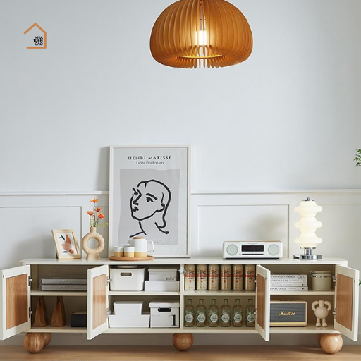 BRUNA, TTV_037, Kệ tivi phong cách Japandi, 180x40x50cm, MDF phủ sơn 2K, Nội thất Nhà Trên Cao