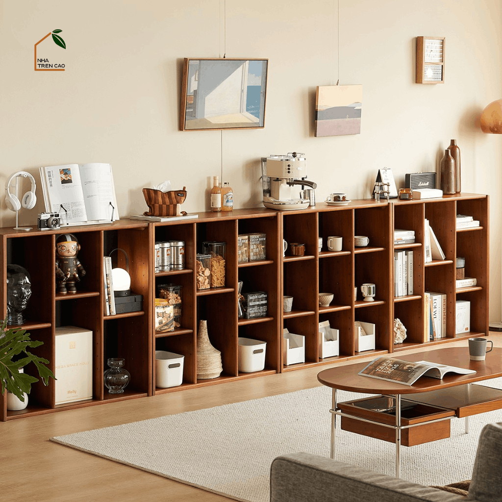 SOLIN, KS_011, Kệ sách phong cách sang trọng thanh lịch, 80x40x80cm, Plywood phủ veneer, Nội thất Nhà trên cao