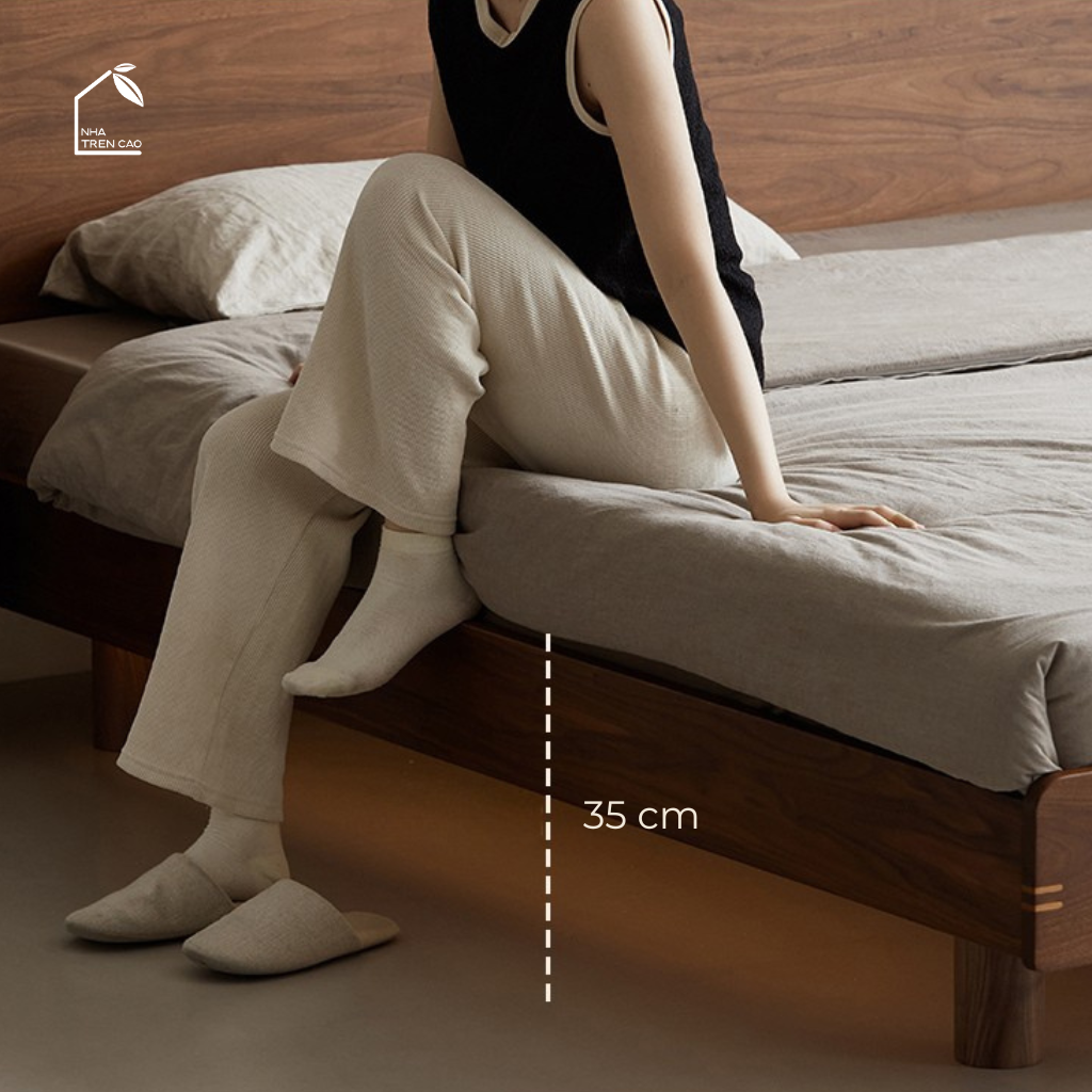 HONA, GN_017, Giường ngủ phong cách sang trọng tối giản, 200x160x100cm, Plywood phủ Veneer, Nội thất Nhà trên cao