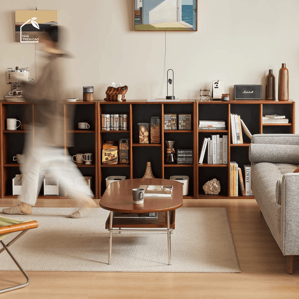 SOLIN, KS_011, Kệ sách phong cách sang trọng thanh lịch, 80x40x80cm, Plywood phủ veneer, Nội thất Nhà trên cao