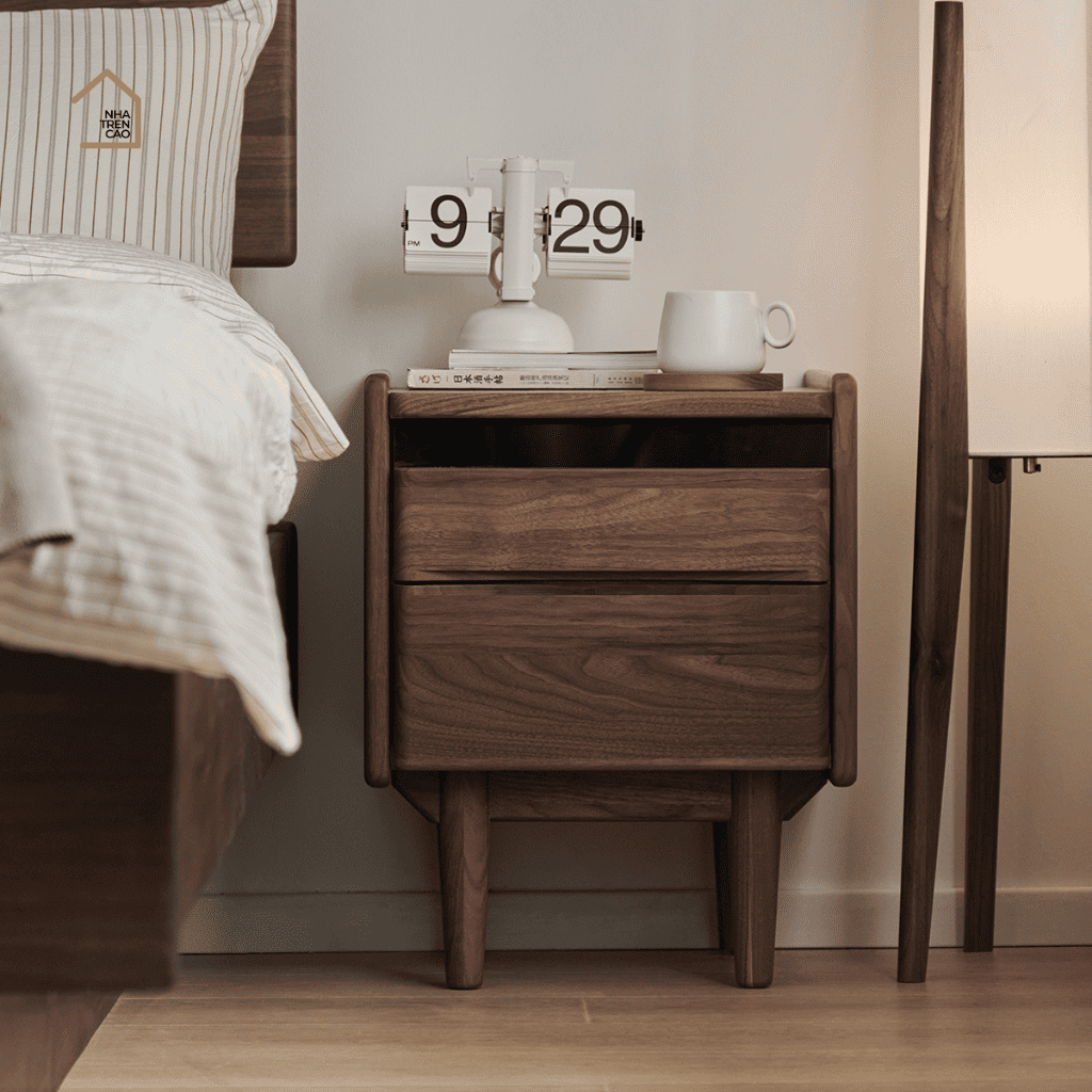 SERI, Tủ Đầu Giường Nhỏ Gọn Tiện Dụng, TDG_011, 40x40x50cm, Gỗ Plywood Phủ Veneer, Nội Thất Nhà Trên Cao