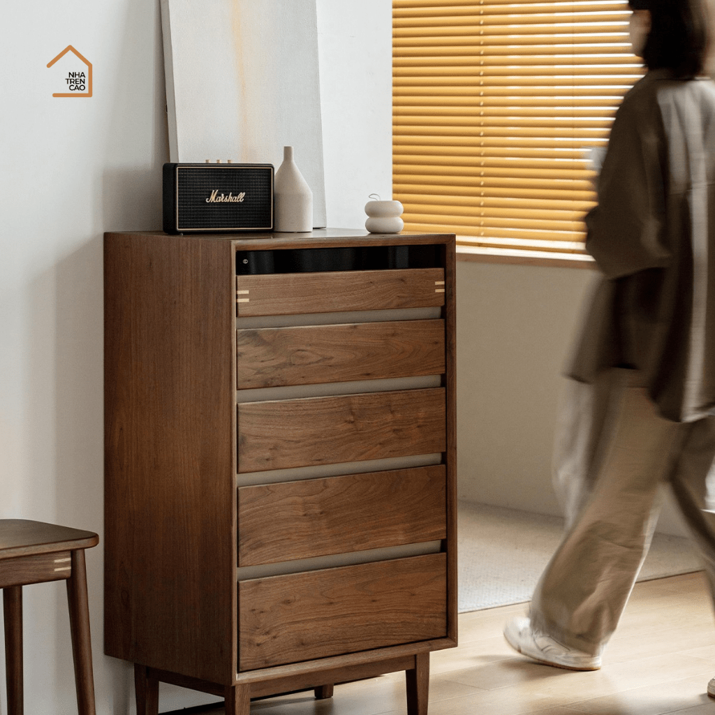 TOBI, Tủ lưu trữ phong cách Japandi, TLT_080, 60x40x120cm, Plywood phủ veneer, Nội thất Nhà trên cao