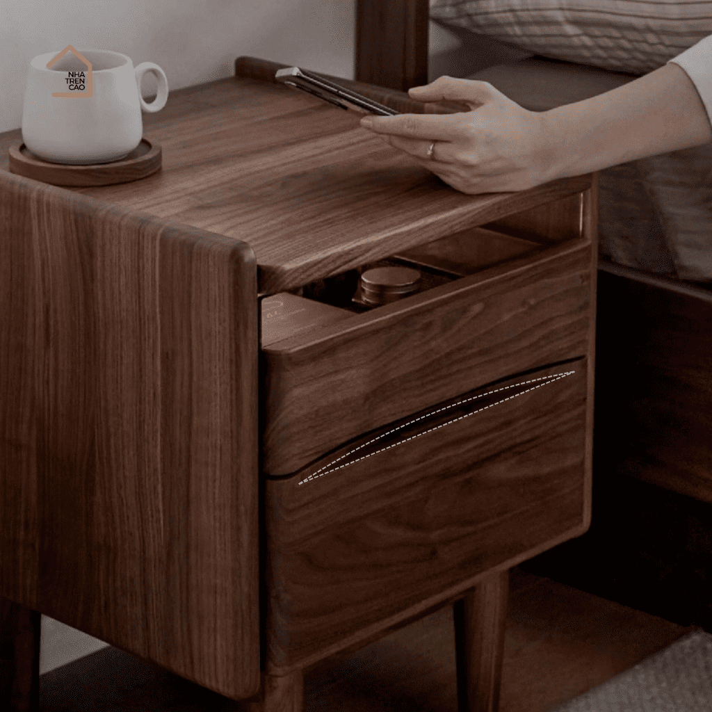 SERI, Tủ Đầu Giường Nhỏ Gọn Tiện Dụng, TDG_011, 40x40x50cm, Gỗ Plywood Phủ Veneer, Nội Thất Nhà Trên Cao