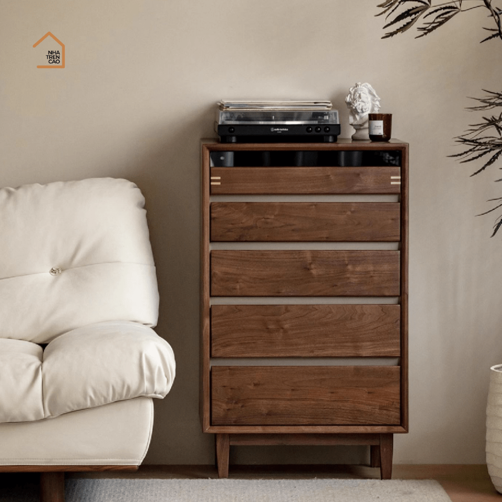 TOBI, Tủ lưu trữ phong cách Japandi, TLT_080, 60x40x120cm, Plywood phủ veneer, Nội thất Nhà trên cao