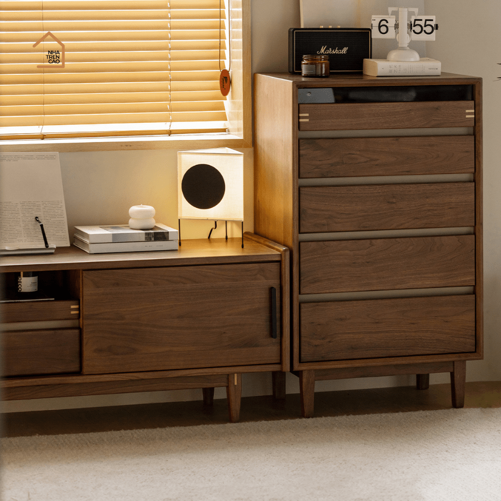 TOBI, Tủ lưu trữ phong cách Japandi, TLT_080, 60x40x120cm, Plywood phủ veneer, Nội thất Nhà trên cao