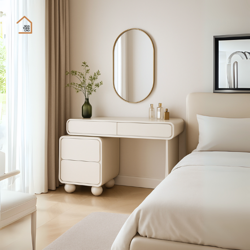 OANA, Bàn trang điểm có tủ lưu trữ hiện đại, BTD_013, 160x40x75cm, MDF phủ sơn 2K, Nội thất Nhà Trên Cao