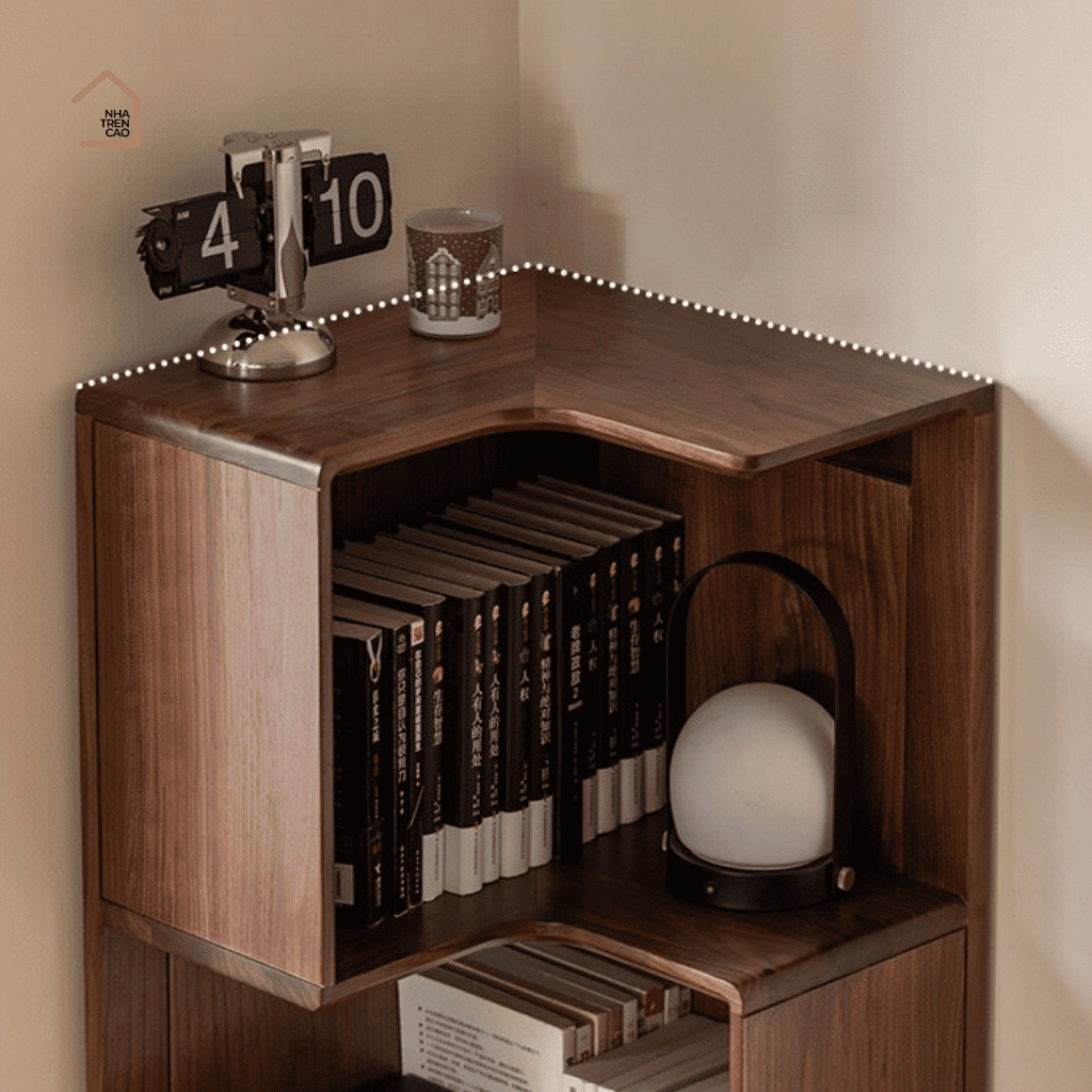 VANO, Kệ Sách Góc Tối Ưu Không Gian, KS_012, 60x60x190cm, Gỗ Plywood Phủ Veneer, Nội Thất Nhà Trên Cao