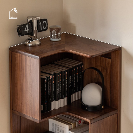 VANO, KS_012, Kệ Sách Góc Tối Ưu Không Gian, 60x60x190cm, Gỗ Plywood Phủ Veneer, Nội Thất Nhà Trên Cao