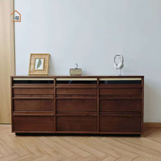 KERA, Tủ lưu trữ 9 hộc phong cách Japandi, TLT_089, 160x40x80cm, Plywood phủ veneer, Nội thất Nhà trên cao