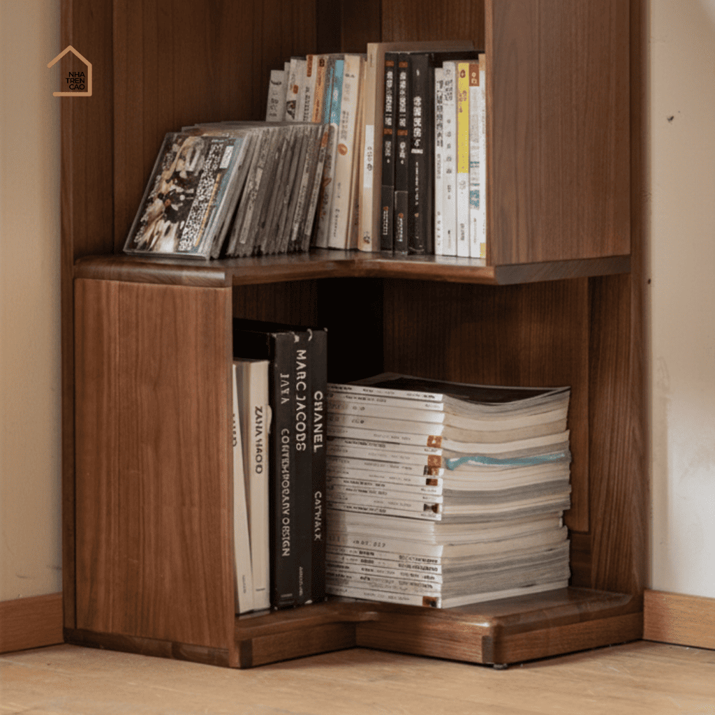 VANO, Kệ Sách Góc Tối Ưu Không Gian, KS_012, 60x60x190cm, Gỗ Plywood Phủ Veneer, Nội Thất Nhà Trên Cao