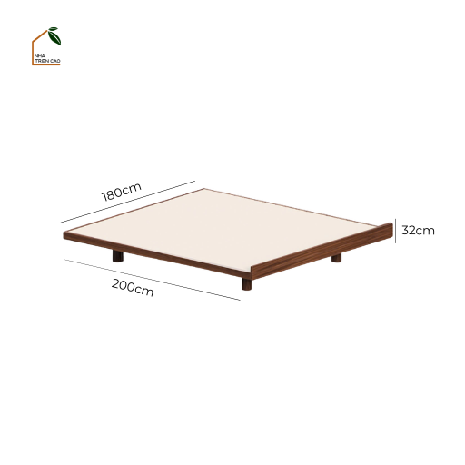 NUBI, GN_019, Giường ngủ phong cách sang trọng tối giản, 200x180x32cm, Plywood phủ Veneer, Nội thất Nhà trên cao