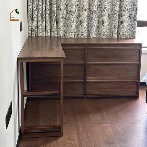 TAMO, BLV_024, Bàn làm việc sang trọng thanh lịch, 120x40x75cm, Plywood phủ Veneer, Nội thất Nhà Trên Cao