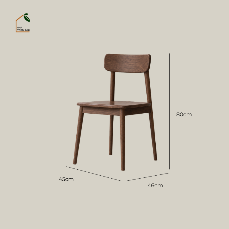 NARA, GD_002, ghế đơn tiện ích phong cách Mid-century, 45x46x80cm, Plywood phủ veneer, Nội thất Nhà trên cao