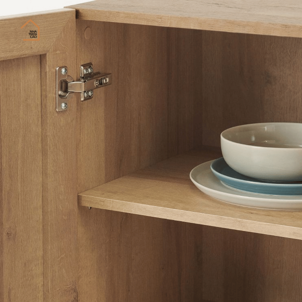 MEY, Tủ lưu trữ phối lưới mây hài hòa công năng, 70x40x90cm, MDF phủ melamine, Nội thất Nhà Trên Cao
