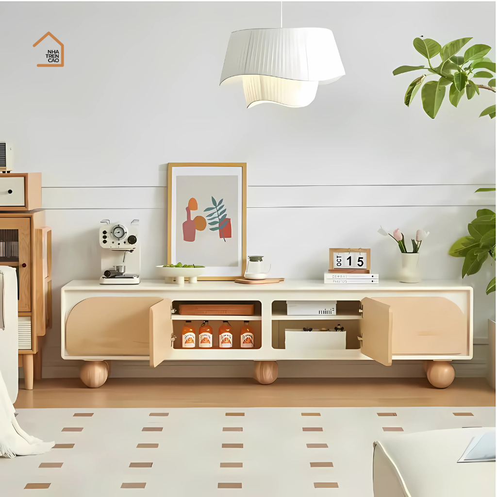 BOEY, Kệ tivi phong cách Japandi, cánh tủ vân gỗ , TTV_036, 180x40x50cm, Nội thất Nhà Trên Cao