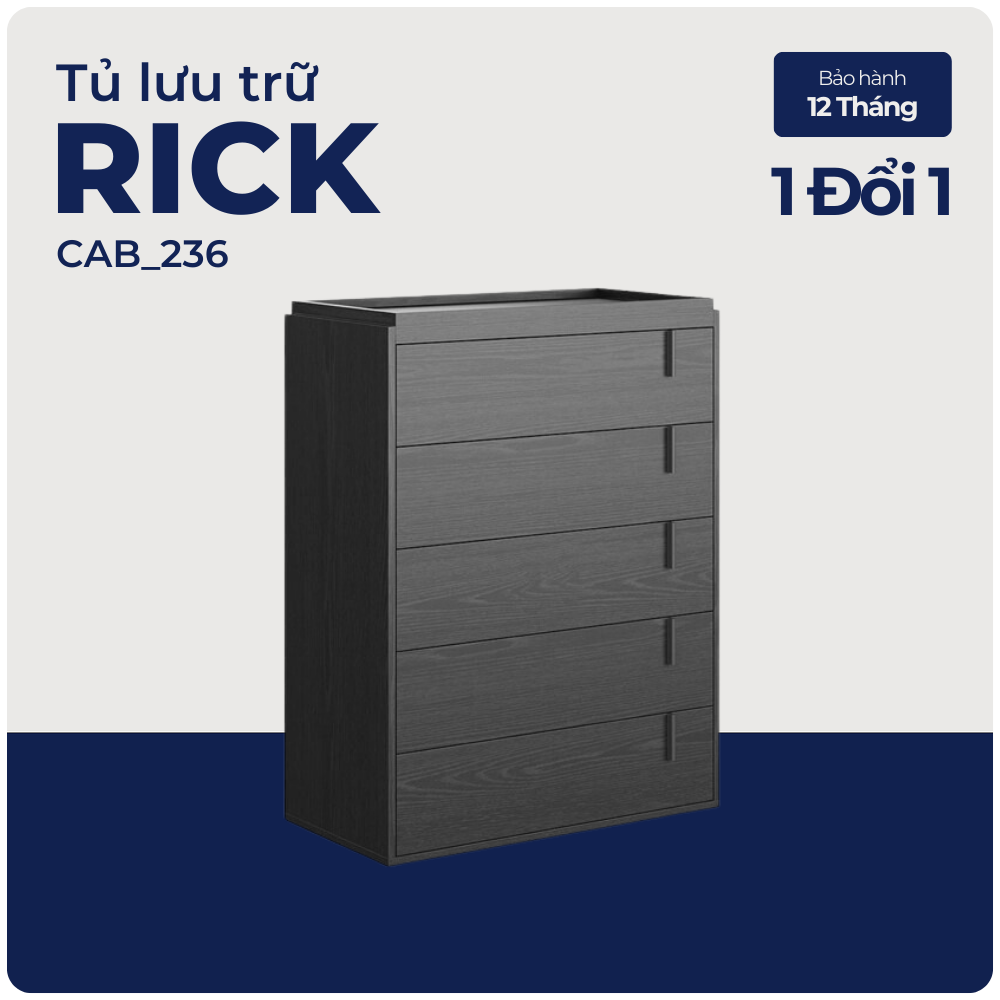 RICK, Tủ đựng đồ dùng 5 ngăn kéo, CAB_236, 82x42x108cm, Nội thất Nhà trên cao