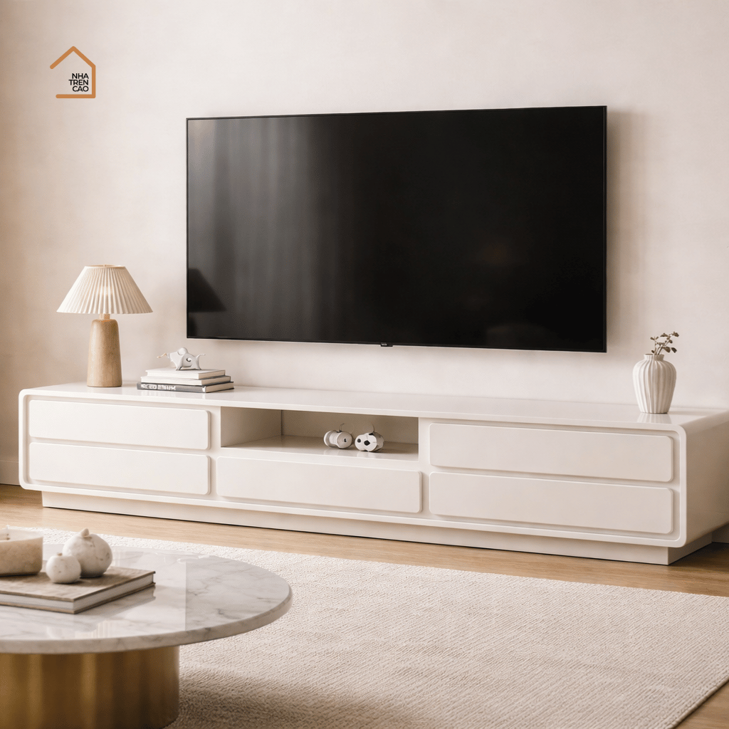 CLOE, TTV_044, Kệ tivi thiết kế hiện đại bo tròn , đa năng, 180x40x45cm, MDF phủ sơn 2K, Nội thất Nhà Trên Cao