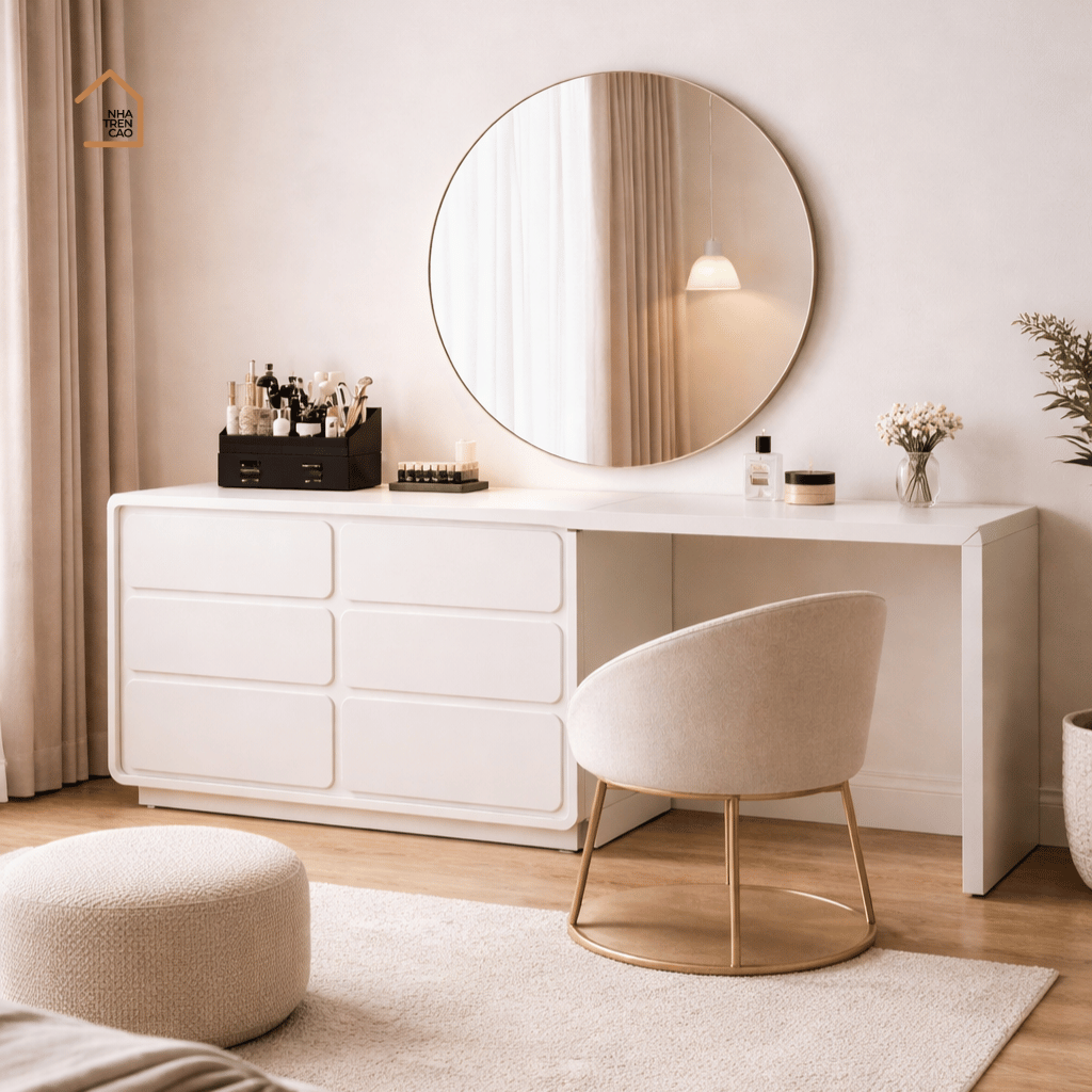 ORIANA, BTD_019, Bàn trang điểm hiện đại, 120x40x75cm, MDF phủ sơn 2K, Nội thất Nhà Trên Cao