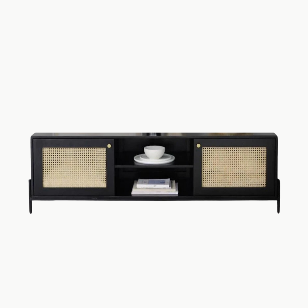 GALON, TTV_064, 160x40x55cm , Kệ tivi phối lưới mây tre tối giản, Gỗ MDF phủ sơn 2K, Nội thất Nhà trên cao