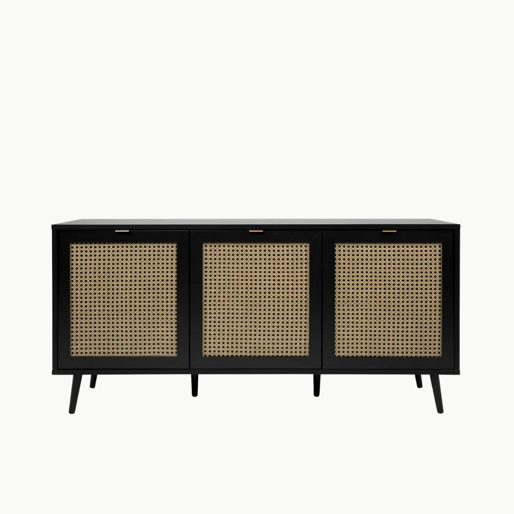 GALON, TLT_037, Tủ lưu trữ phong cách cổ điển phối mây tre, 140x40x70cm, Nội thất Nhà trên cao