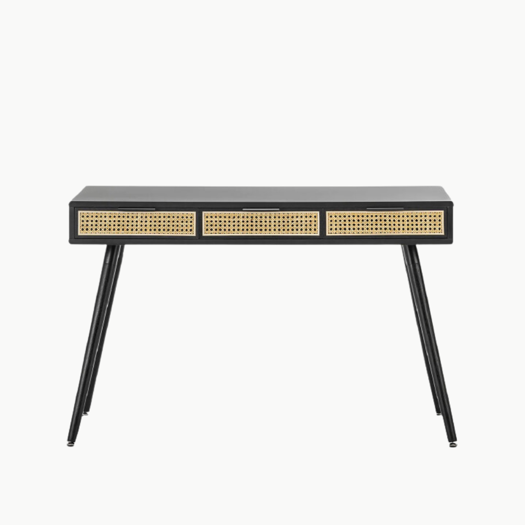 GALON, BTD_007, Bàn trang điểm hiện đại, 120x40x75cm, MDF phủ sơn 2K phối lưới mây tre, Nội thất Nhà Trên Cao