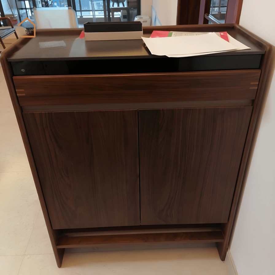 NIOK, Tủ giày thanh lịch sang trọng, TG_022, 90x35x115cm, Gỗ Plywood phủ Veneer, Nội thất Nhà trên cao