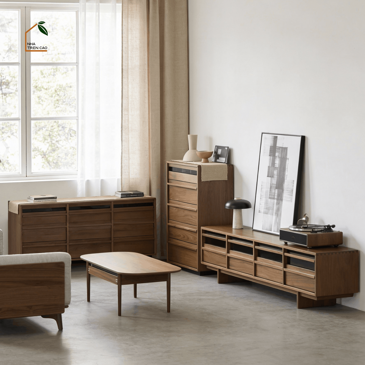 LINEA, TLT_089, Tủ lưu trữ 9 hộc phong cách sang trọng, 160x40x80cm, Plywood phủ veneer, Nội thất Nhà trên cao